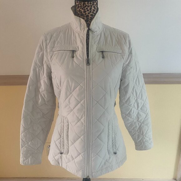 Woolrich Women's Quilted Winter White Five Pocket Zipper Jacket Size Small A19 - Picture 1 of 4
